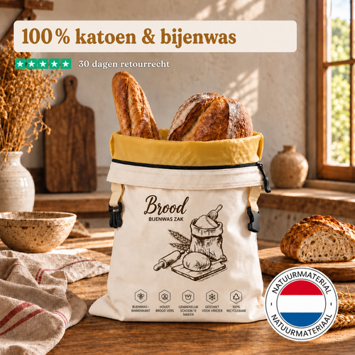 Broodzak van bijenwas – houdt brood tot 5 dagen vers