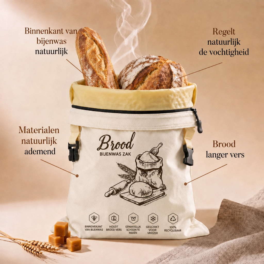 Broodzak van bijenwas – houdt brood tot 5 dagen vers