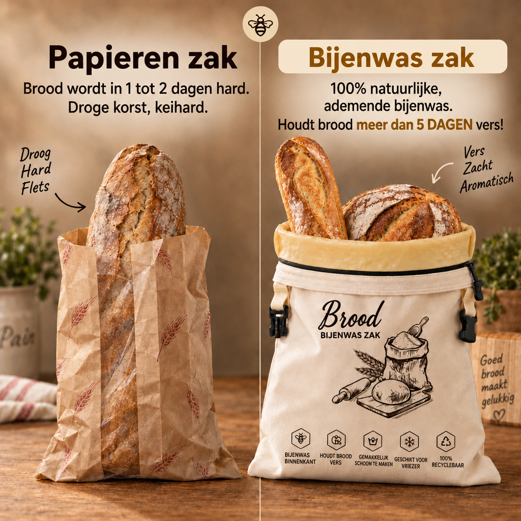 Broodzak van bijenwas – houdt brood tot 5 dagen vers