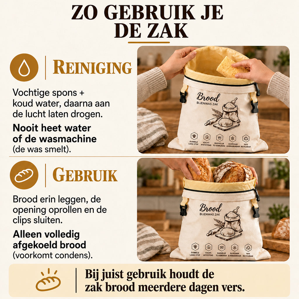 Broodzak van bijenwas – houdt brood tot 5 dagen vers