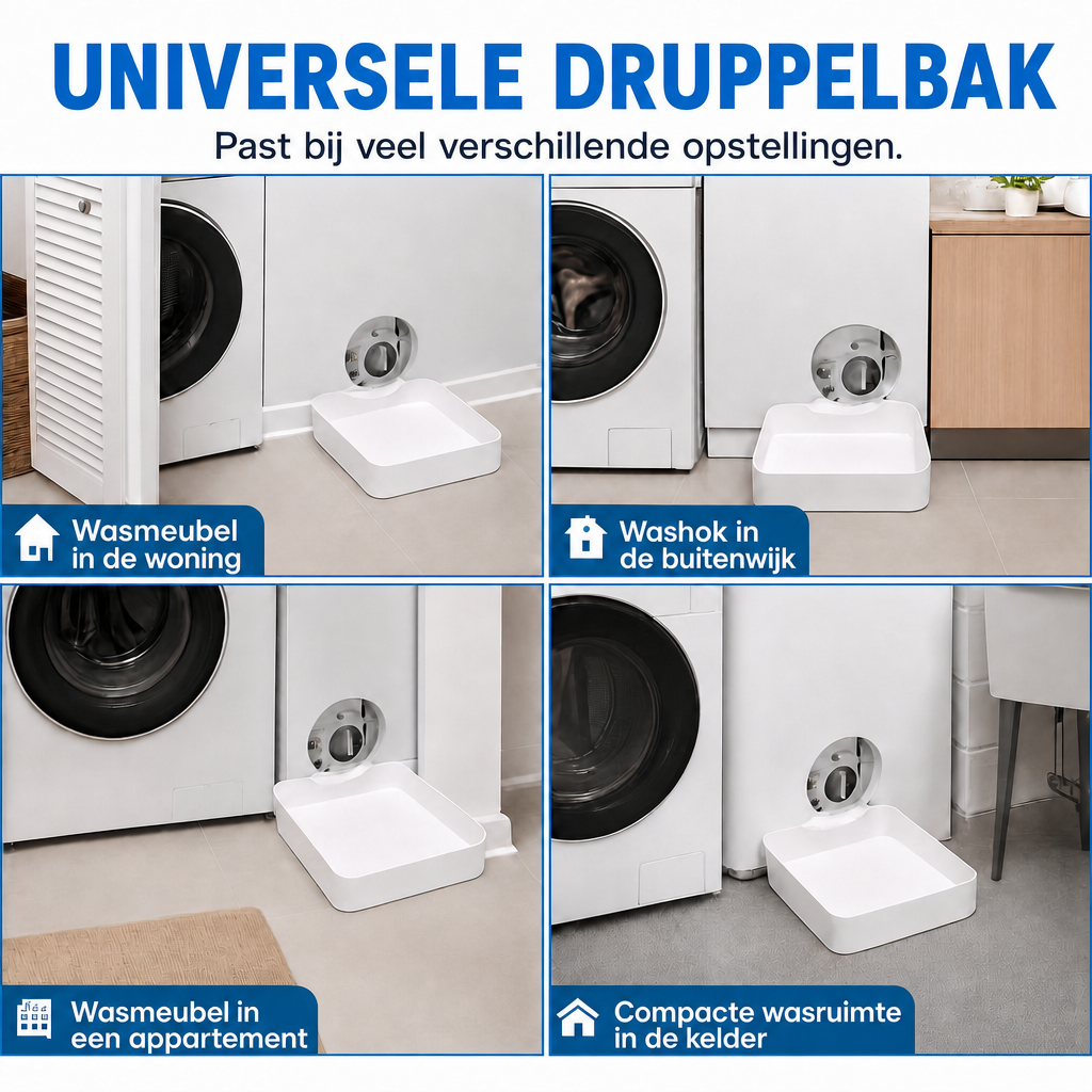 Druppelbak voor de wasmachine – vangt water van de afvoer op